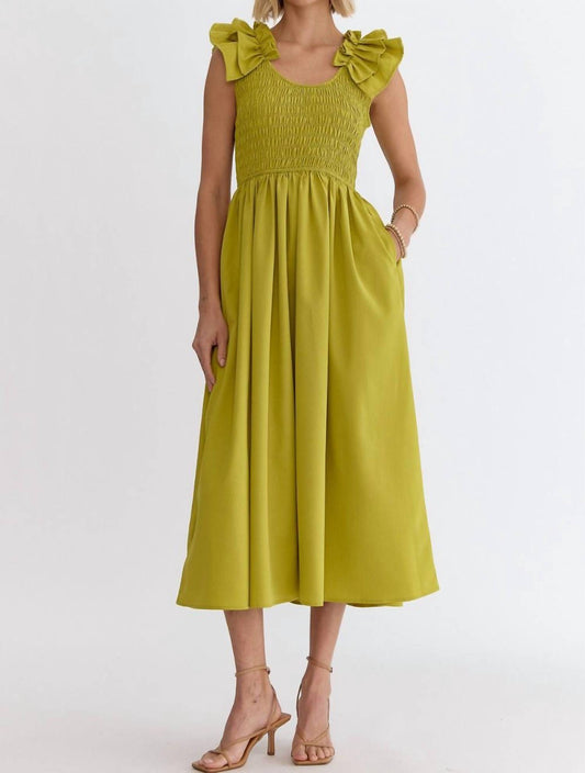 Entro - Sleeveless Smocked Midi Dress
