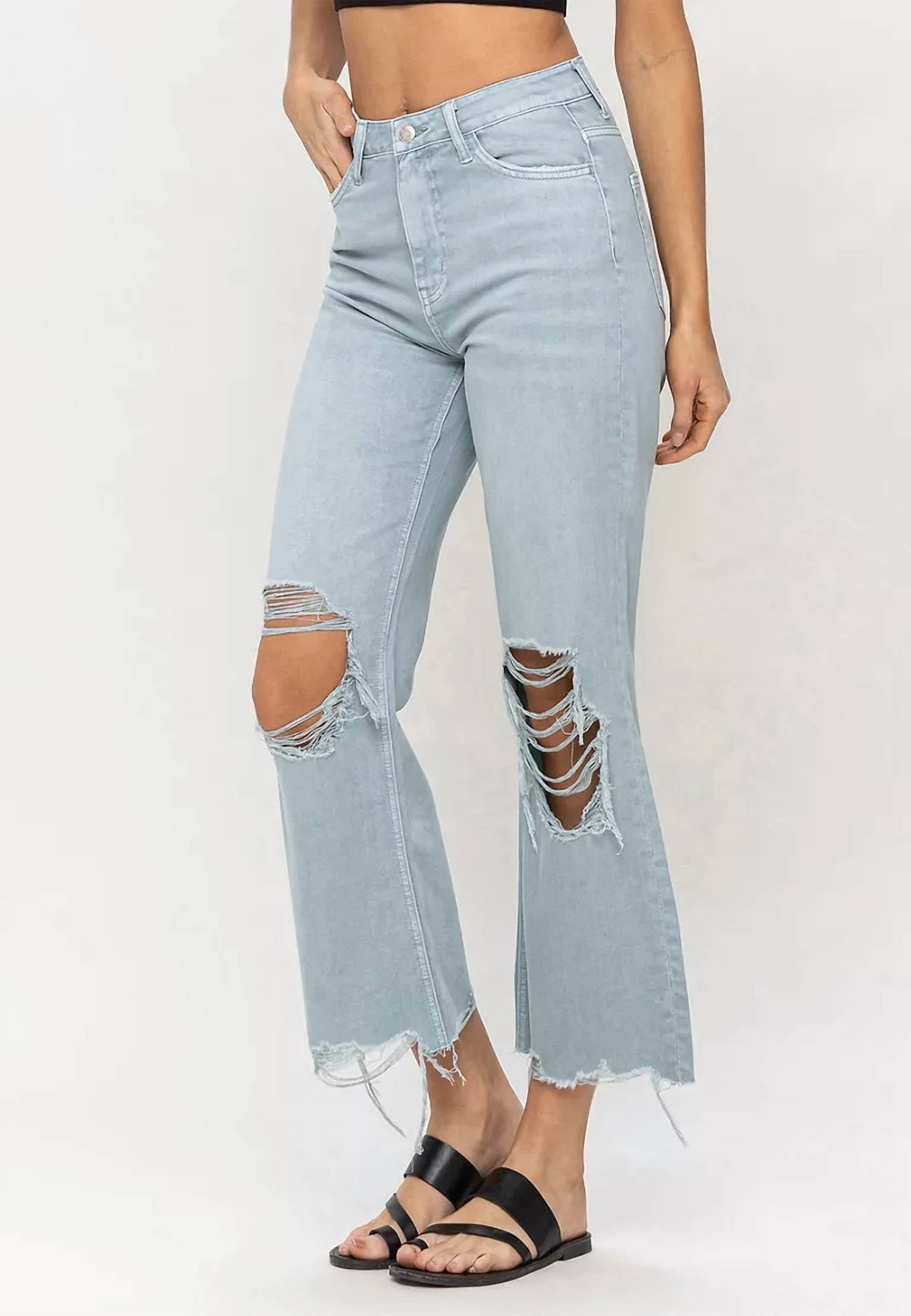 Vervet By Flying Monkey - 90’s Vintage Crop Flare With Distressing Jeans