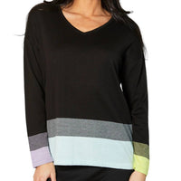 French Kyss - Colorblock V-Neck Knit Top