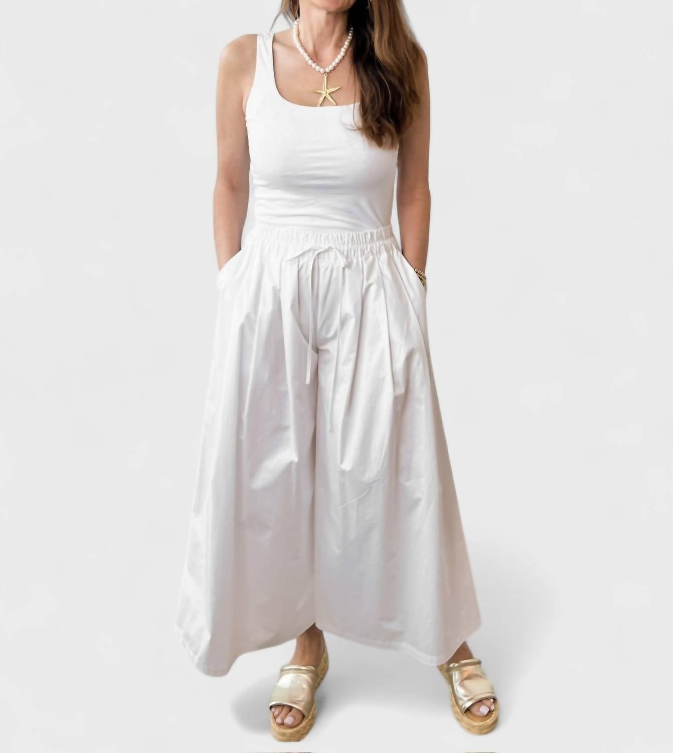 Psophia - Palazzo Pants With Drawstring Waist