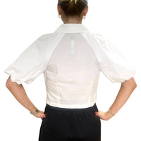 STEVE MADDEN Bubble Sleeve Cotton Crop Top in white - women's shirt - detail view