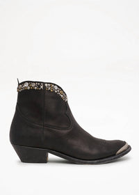 GOLDEN GOOSE Women's Young Leather Western Ankle Boots in black - women's shoe