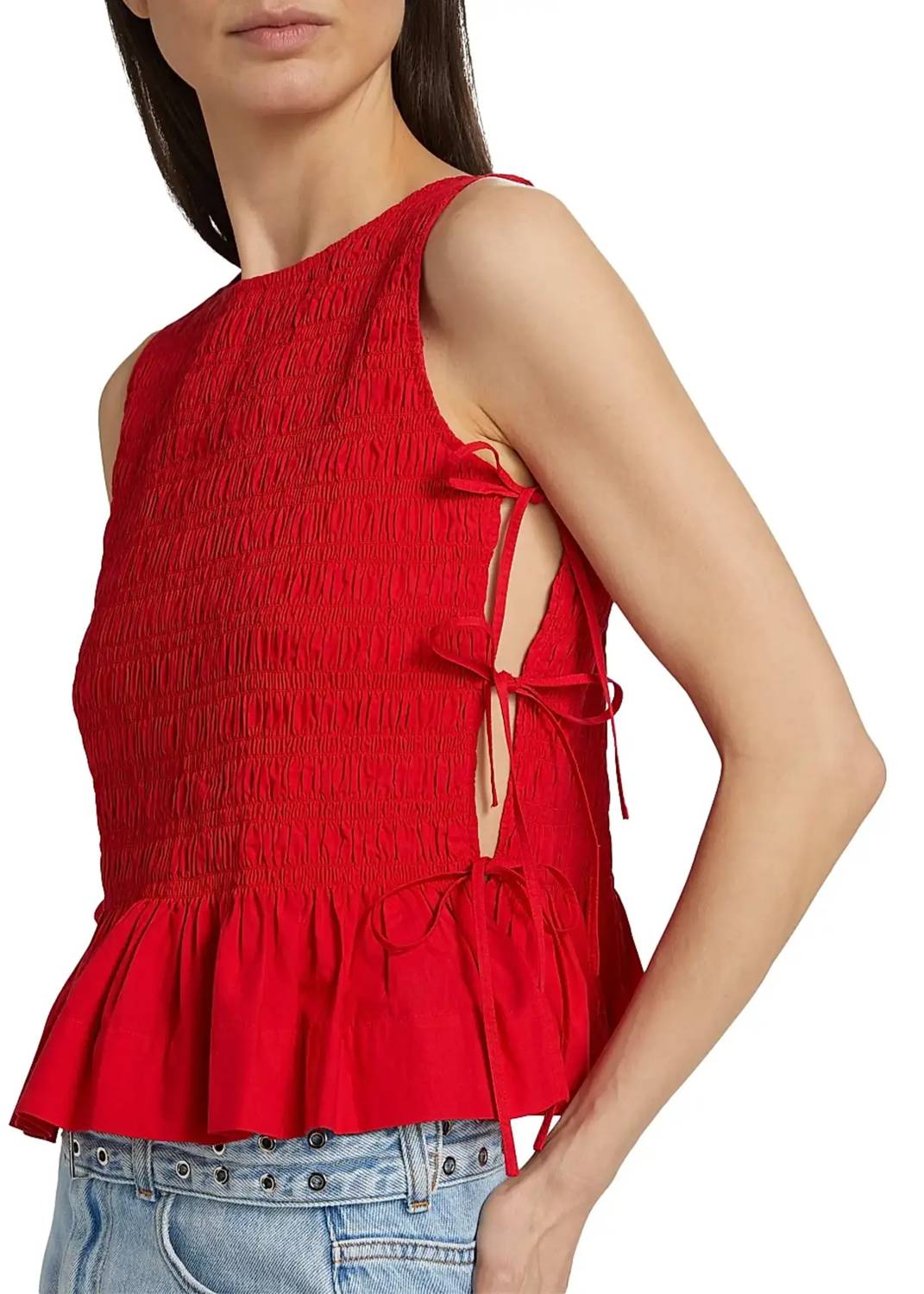Ganni - Cotton Poplin Smock Tie String Top