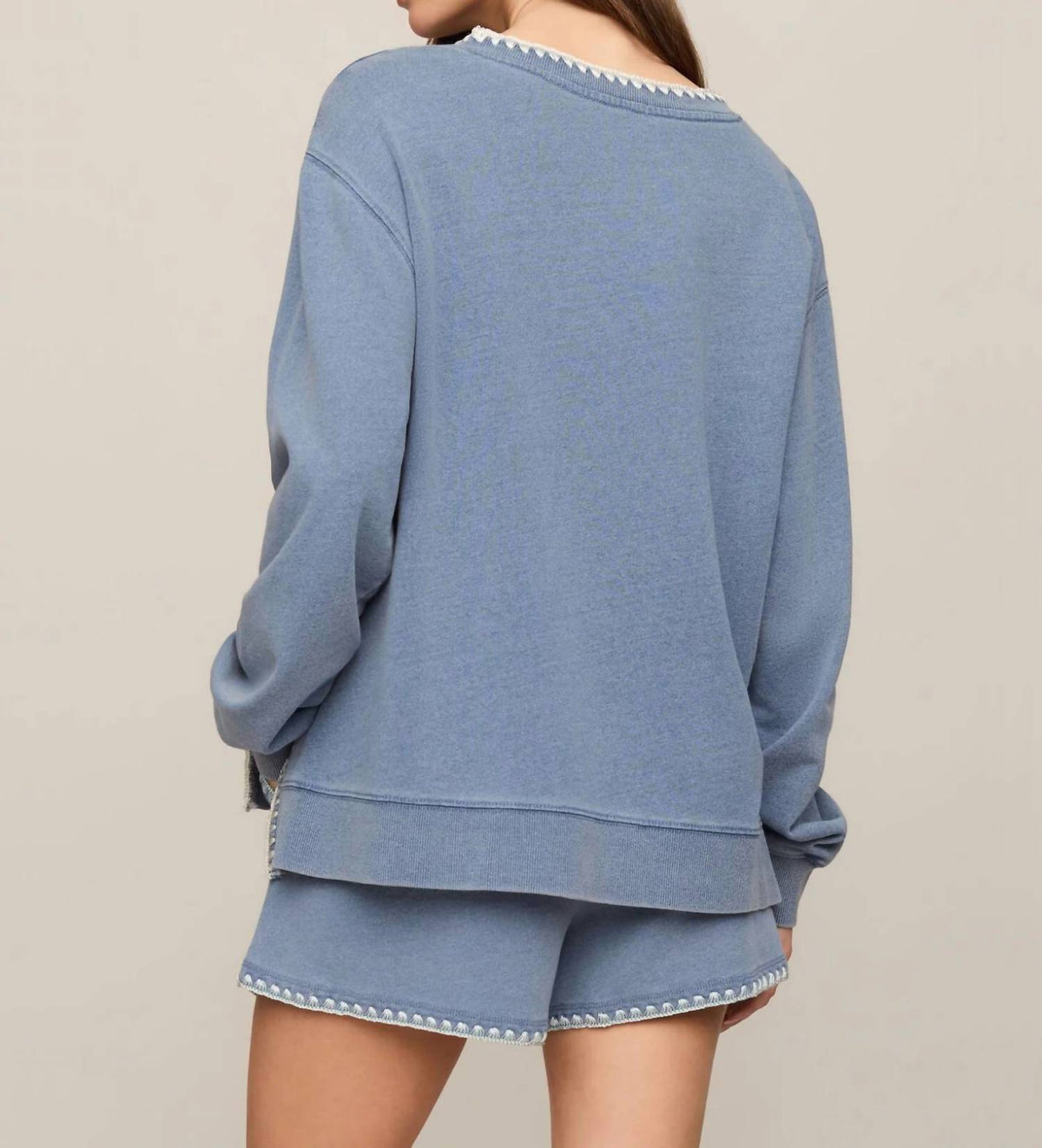 Z Supply - Cam Knit Denim Whipstitch Top
