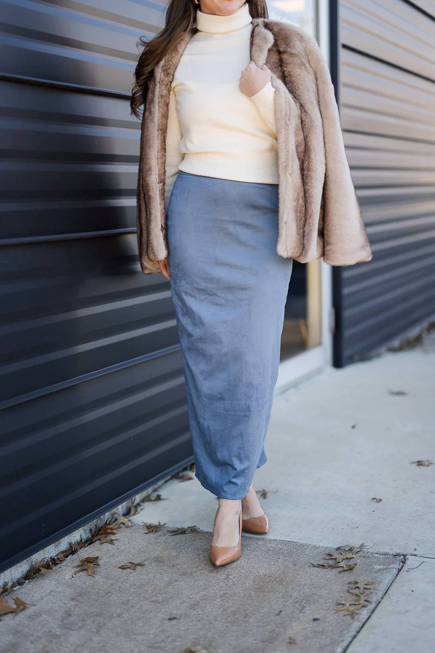 Line And Dot - City Faux Fur Long Sleeve Jacket