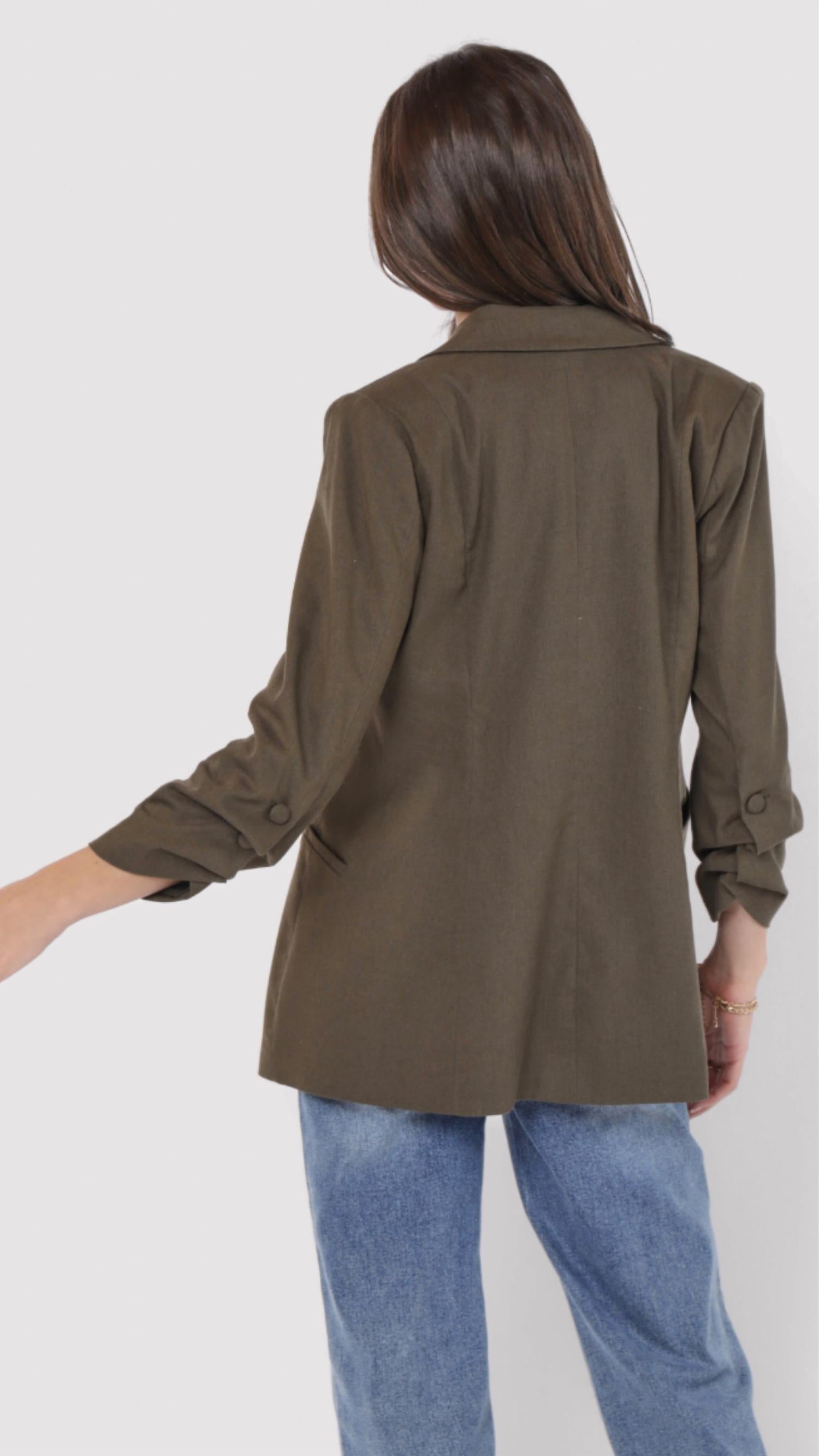 Sadie & Sage - Backyard Ruched Sleeve Linen Blazer