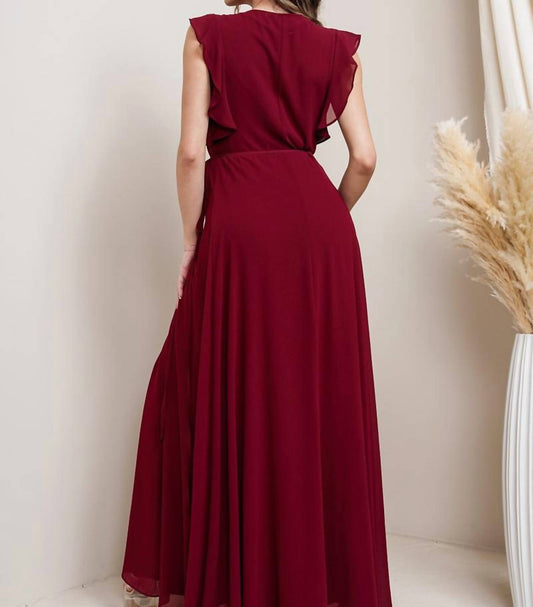 Lena - Lace Flutter Sleeve Maxi Dress