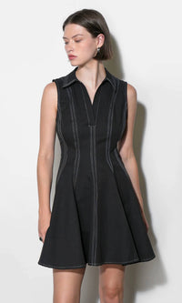 Greylin - Sydney Topstitch Flare Dress