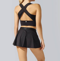 HEROINE SPORT Cross Back Hampton Top in black - women's tank top - detail view