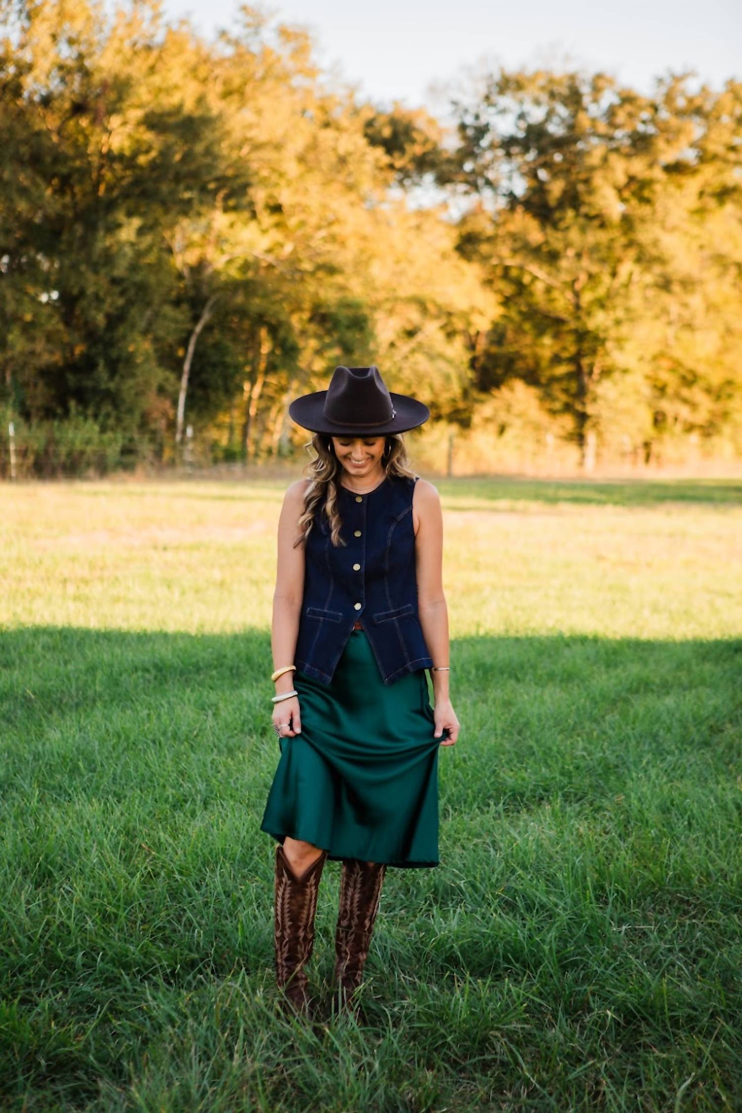 SHE + SKY Carson Midi Skirt in green - women's skirt