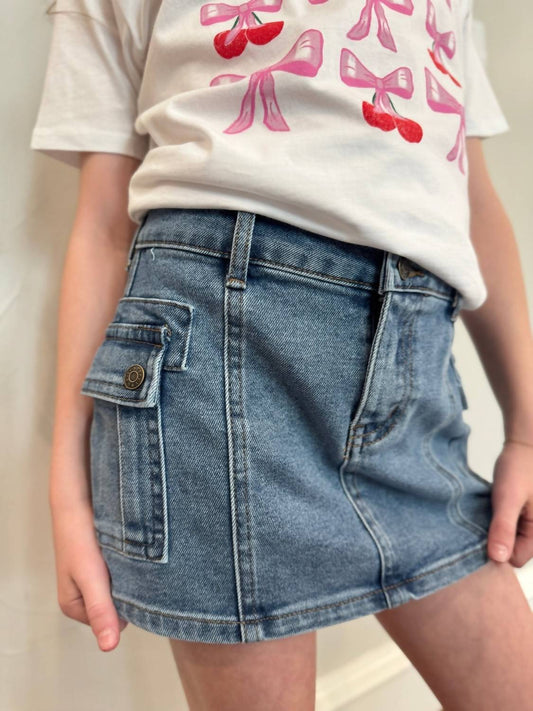 Tractr - Girl's Cargo Denim Skirt