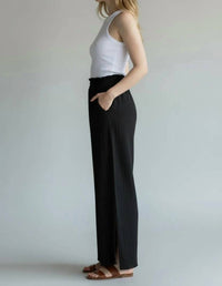 Elan - Side Slit Elastic Waist Pants