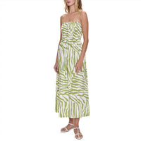 PISTOLA Bianca Shirred Bodice Dress in safari lime - women's dress - detail view