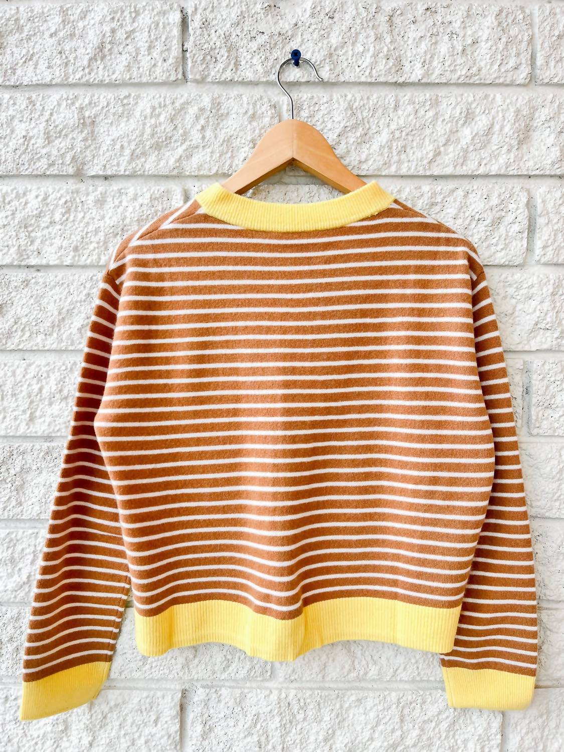 XIRENA Lillian Long Sleeve Cardigan in camel stripe - women's cardigan - alternate view