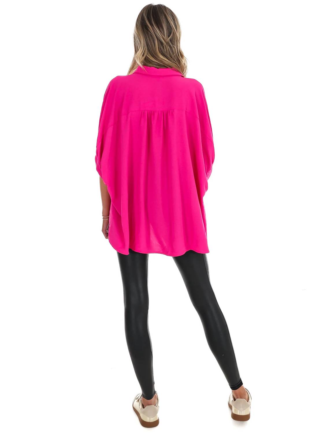 Day + Moon - Women's Fingers Crossed Oversized Button Down Top