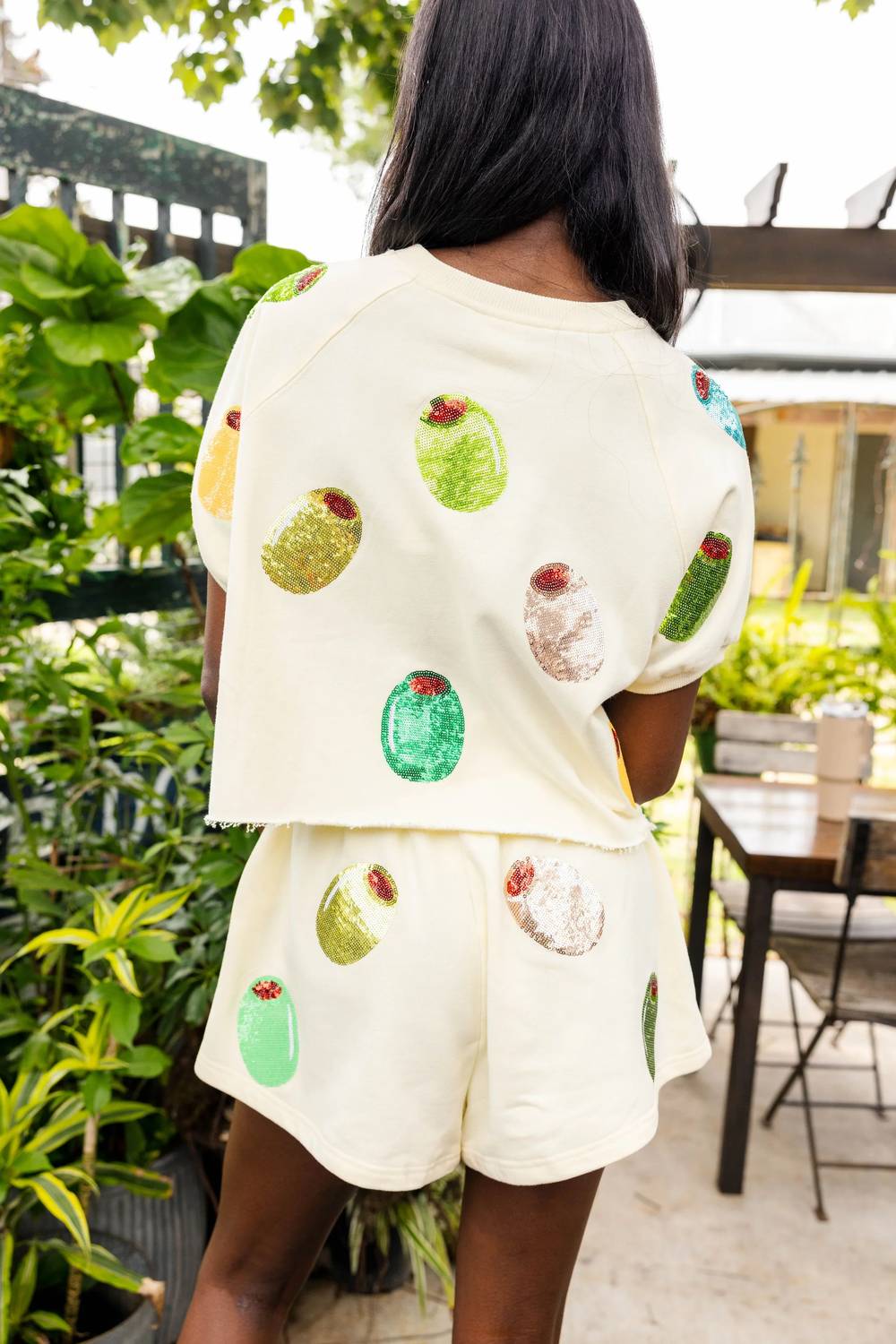 Queen Of Sparkles - Sequin Allover Olives Short