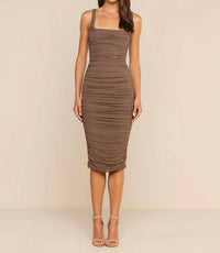 L'Agence - Anya Shirred Midi Dress
