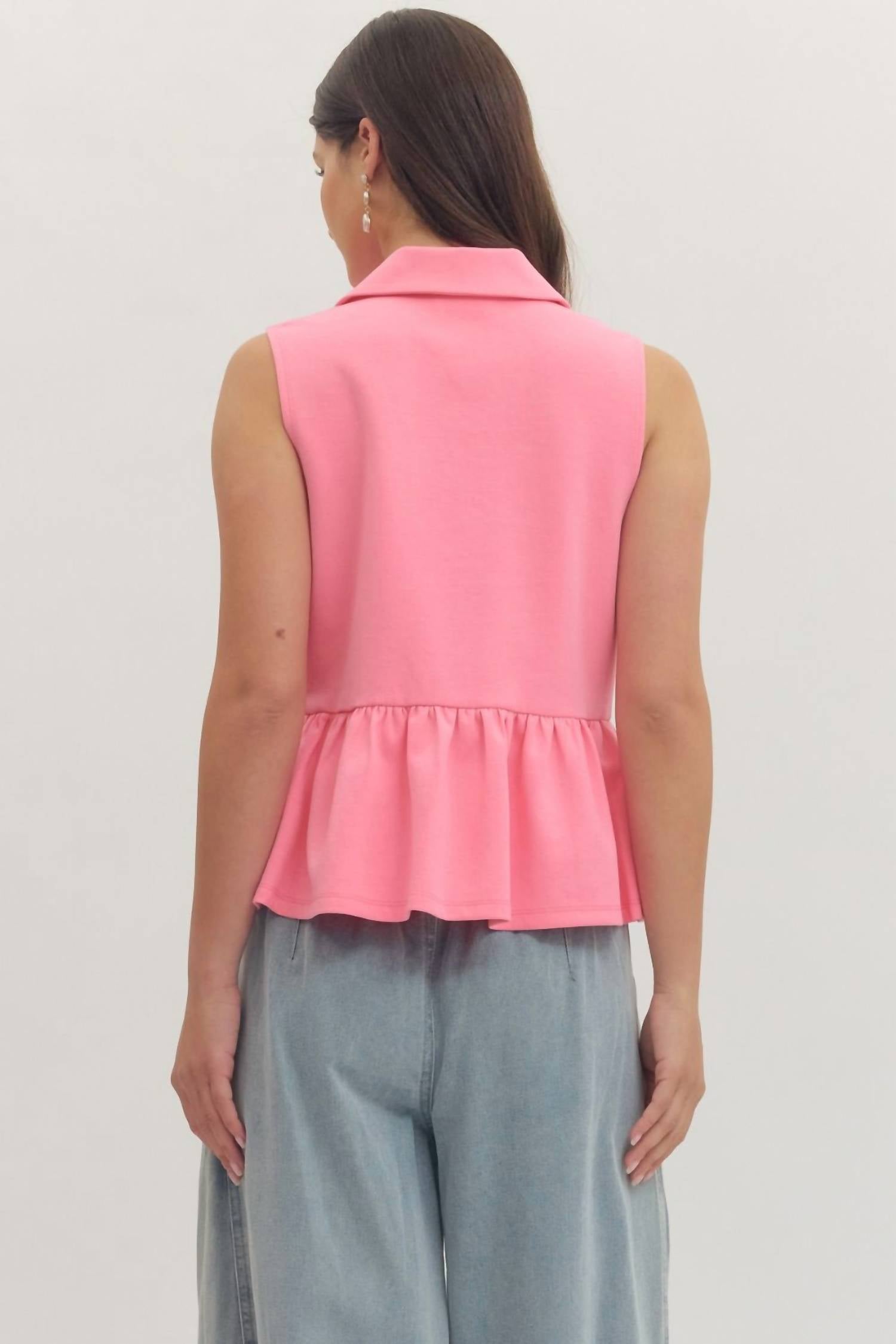 Entro - Sleeveless Collared Blouse