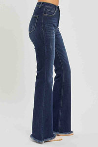 Risen - High Rise Flare Frayed Hem Jeans