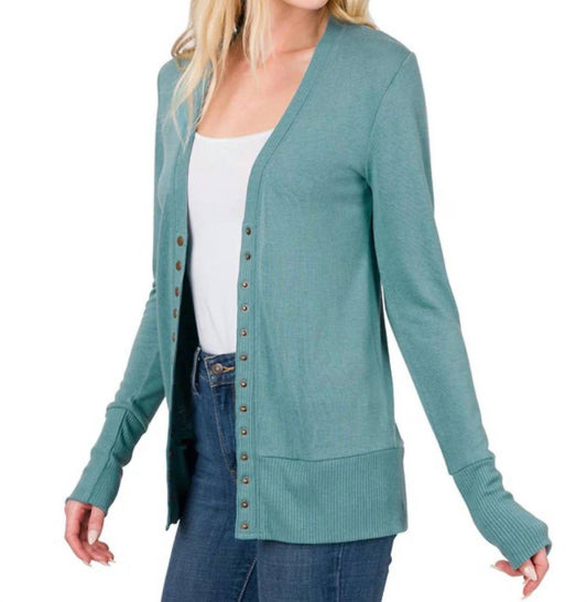 Zenana - Snap Full Sleeve Cardigan