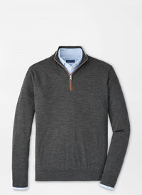 PETER MILLAR Excursionist Flex Quarter Zip Sweater in charcoal - men's sweater - alternate view