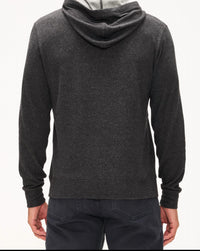 Faherty Legend Sweater Hoodie in charcoal heather surf stripe - men's shirt - detail view