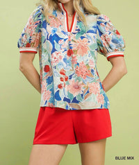 Umgee - Jacquard Bloomscape Print Top