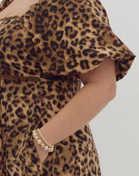 entro Cheetah Print Square Neck Midi Dress - Plus in camel - women's dress - view 6