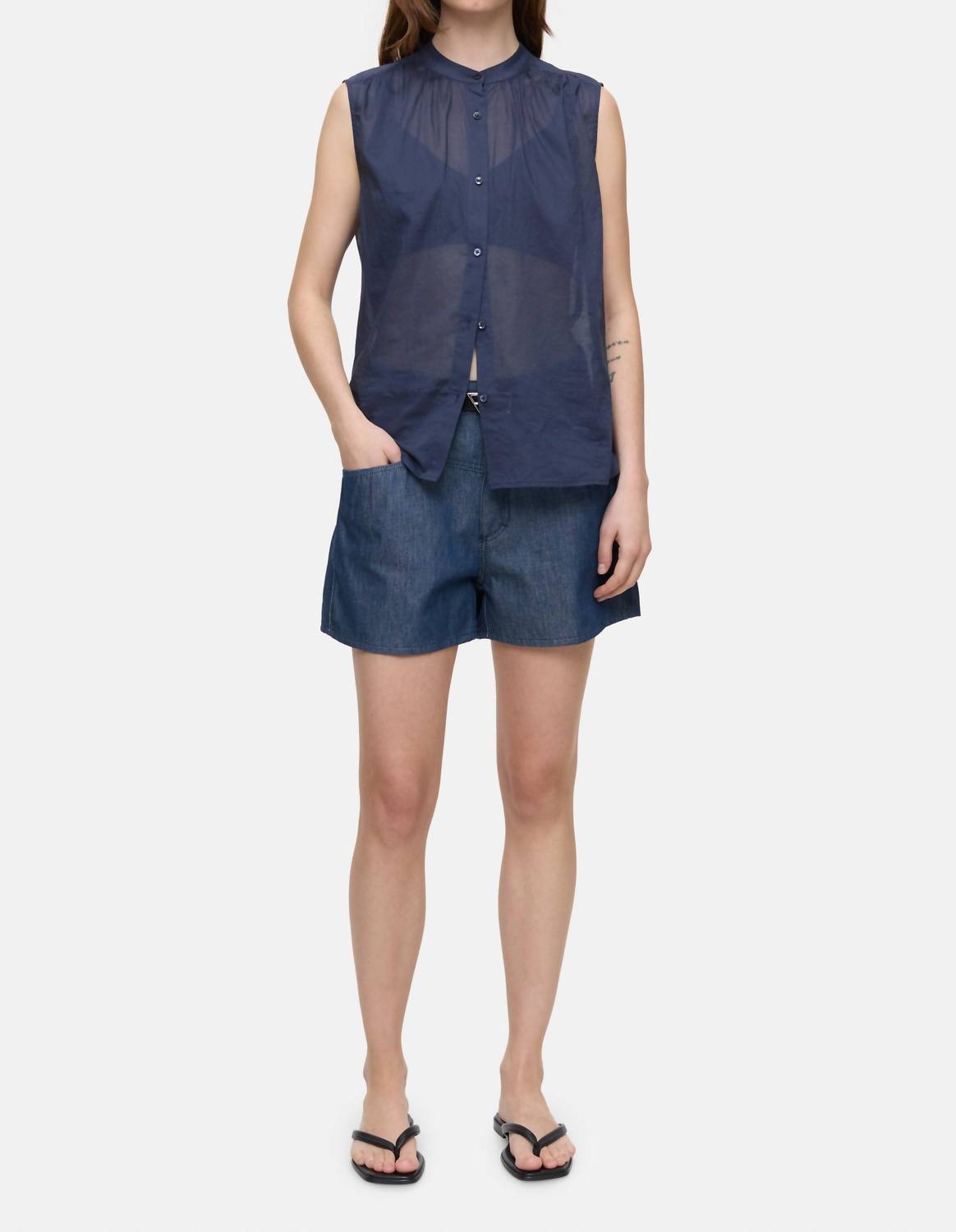 CLOSED Cotton Voile Blouse in space blue - women's blouse