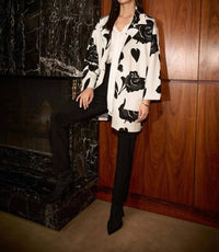 Joseph Ribkoff - Jacquard Sweater Floral Straight Coat