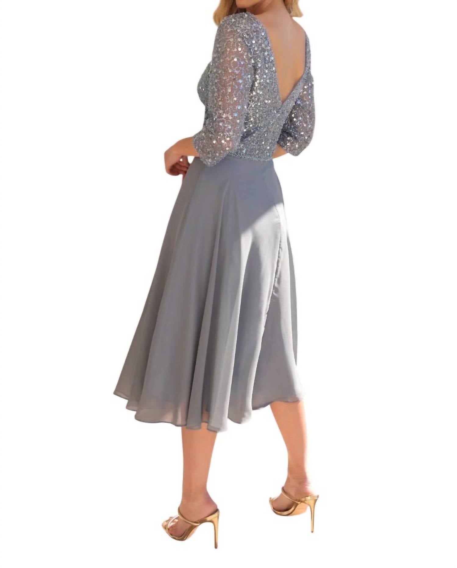 Nox Anabel - Sequin Bodice Short 3/4 Sleeve Dress