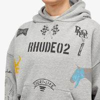 Rhude Scribble Print Oversized Hoodie in gray - men's shirt - detail view
