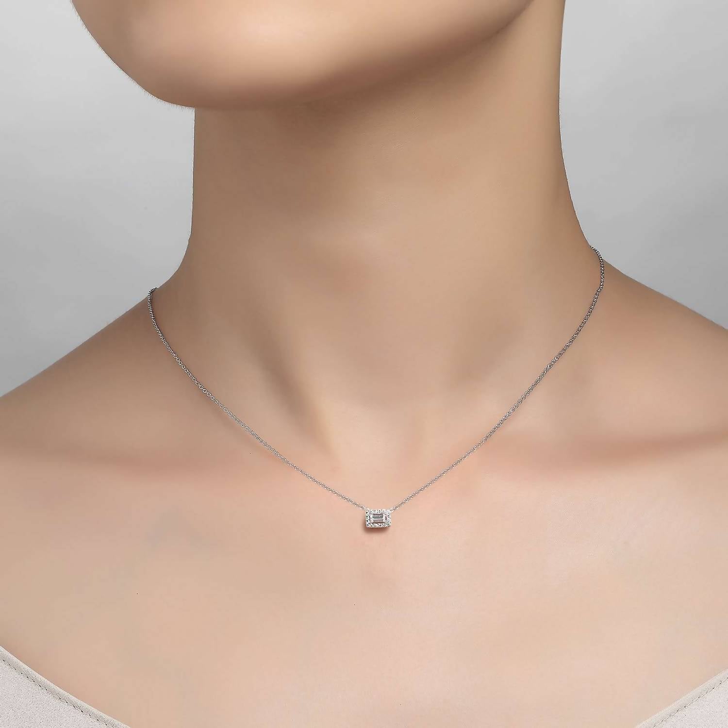 Lafonn - Women's Baguette Halo Necklace