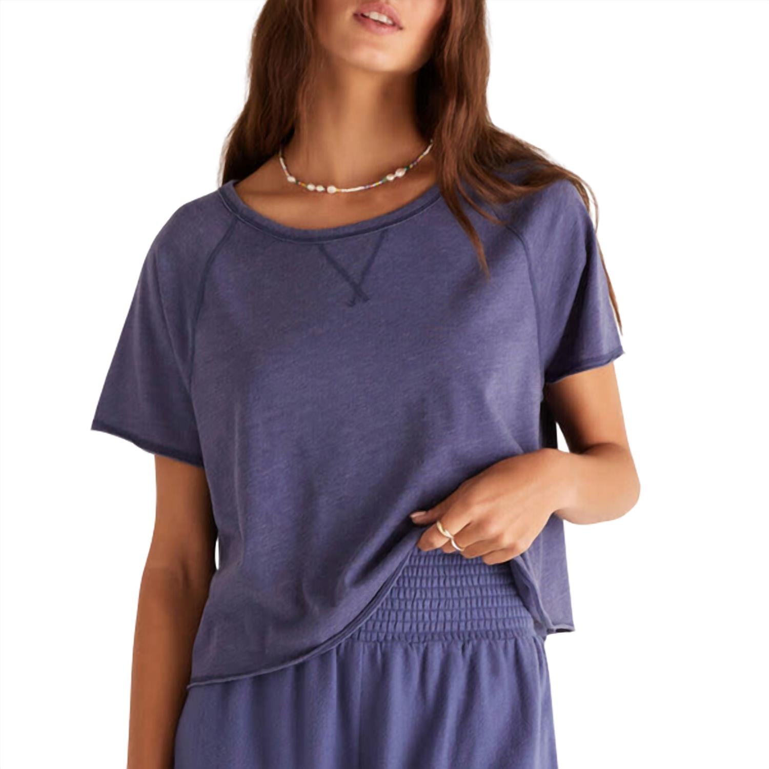 Z Supply Women's Early Bird Vintage Top in dusty navy - women's t-shirt