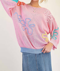 Easel - Flower Knit Sweater Tunic