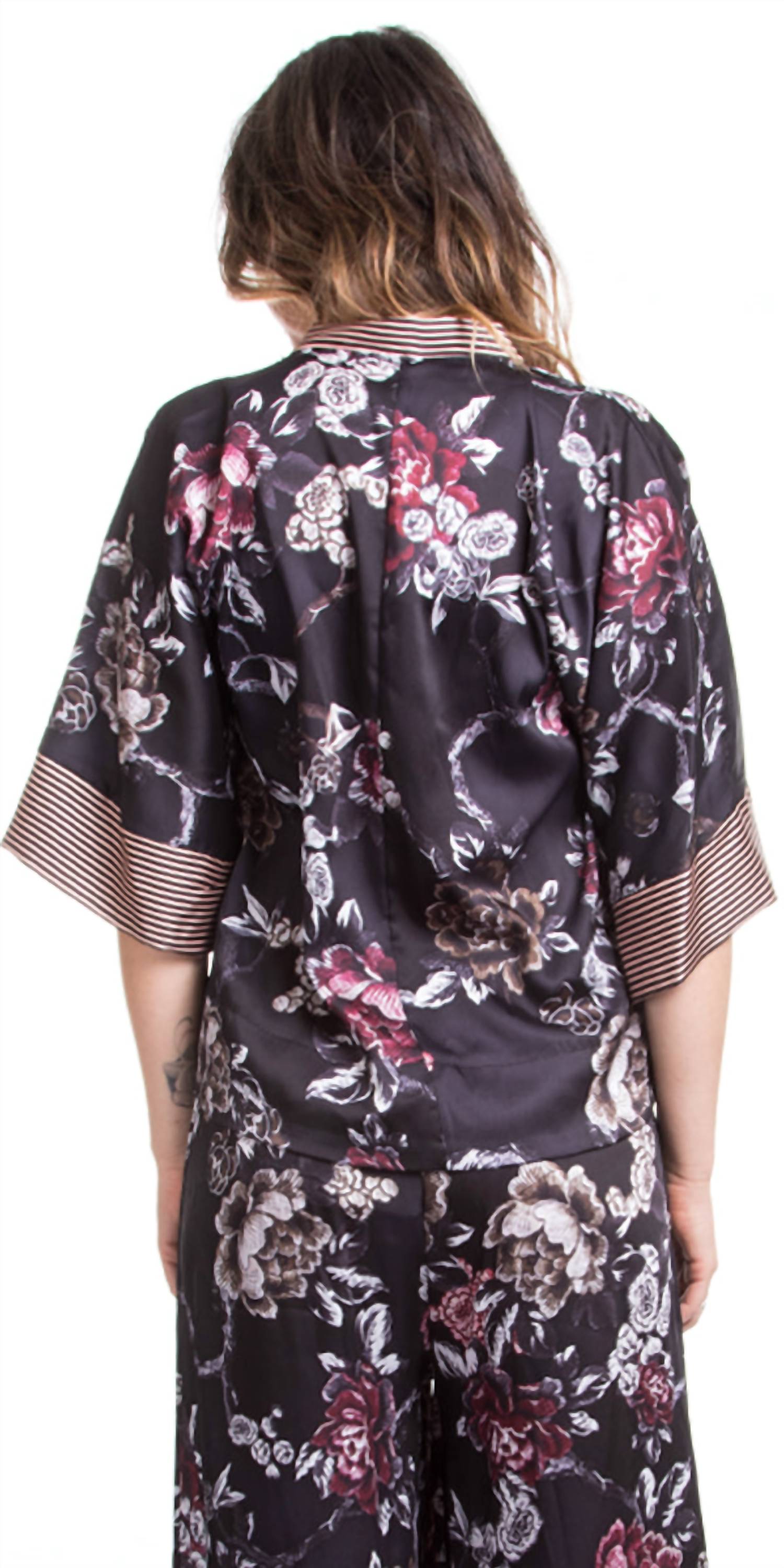 GIGI MODA Midnight Blossom Blouse in black - women's blouse - alternate view