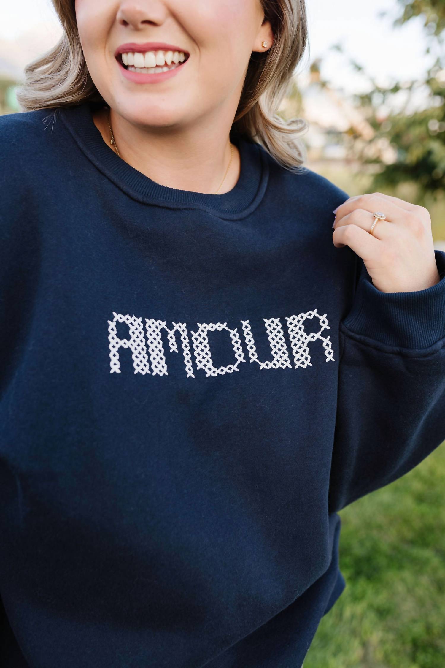 Polagram Amour Pullover Top in navy - women's long sleeve top - view 9