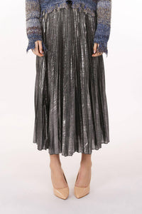 Beulah - Metallic Coated Pleat Maxi Skirt