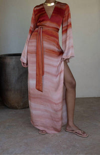 HEMANT & NANDITA Asma long Dress with Belt in multi - women's dress