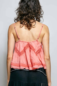 Pol - V-neck Sleeveless Embroidered Woven Top