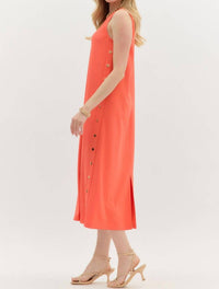 Entro - Solid Rib Textured Midi Dress