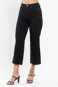 Judy Blue - Tummy Control Raw Hem Crop Wide Leg Jeans