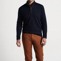 Peter Millar - Autumn Crest Suede Trim 1/4 Zip Sweater