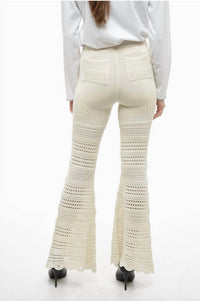 Amiri Checkered Crochet Flare Pants in ivory - women's pants - alternate view