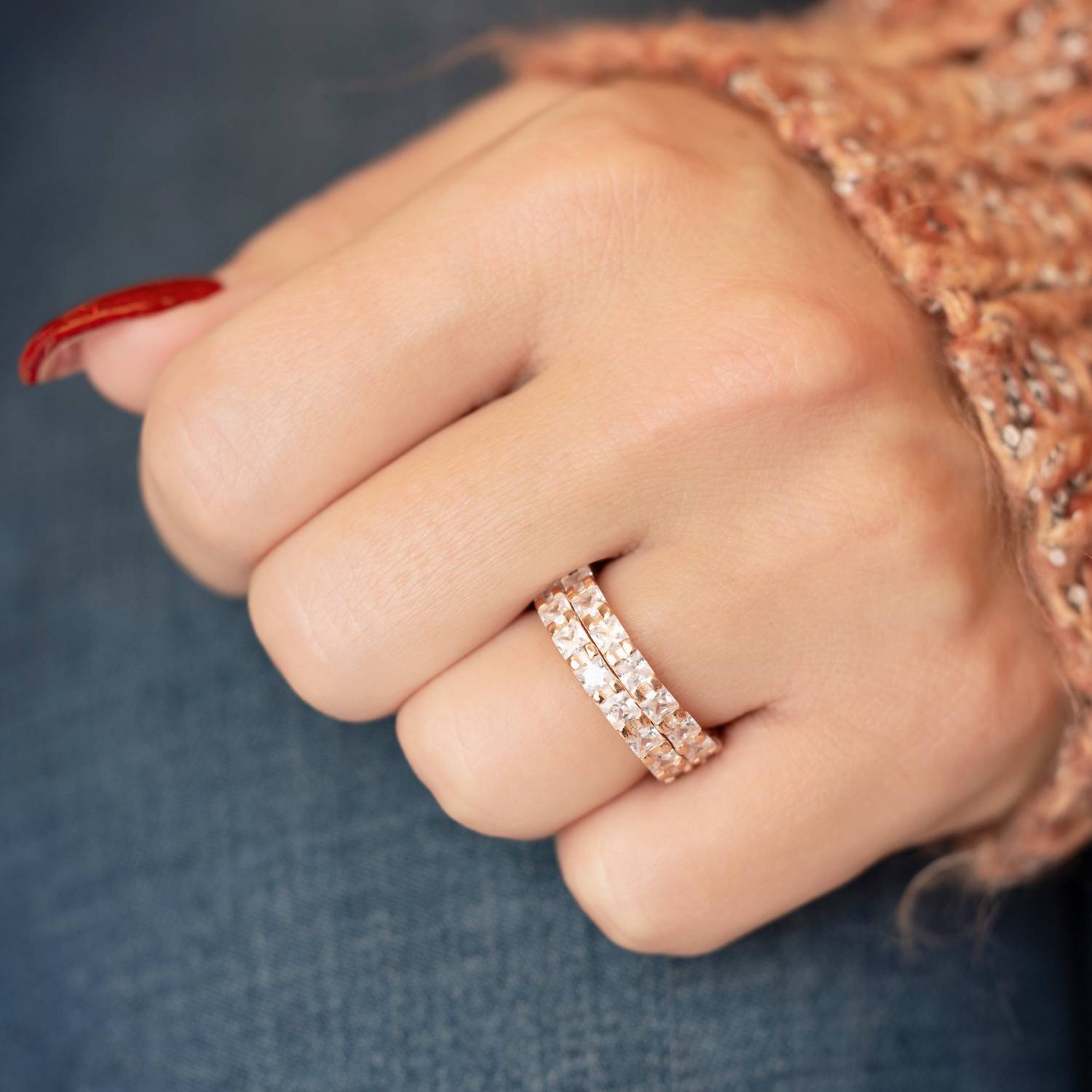 Starlette Women's Stunning And Stackable Amelia Ring in rose gold - women's jewelry - alternate view