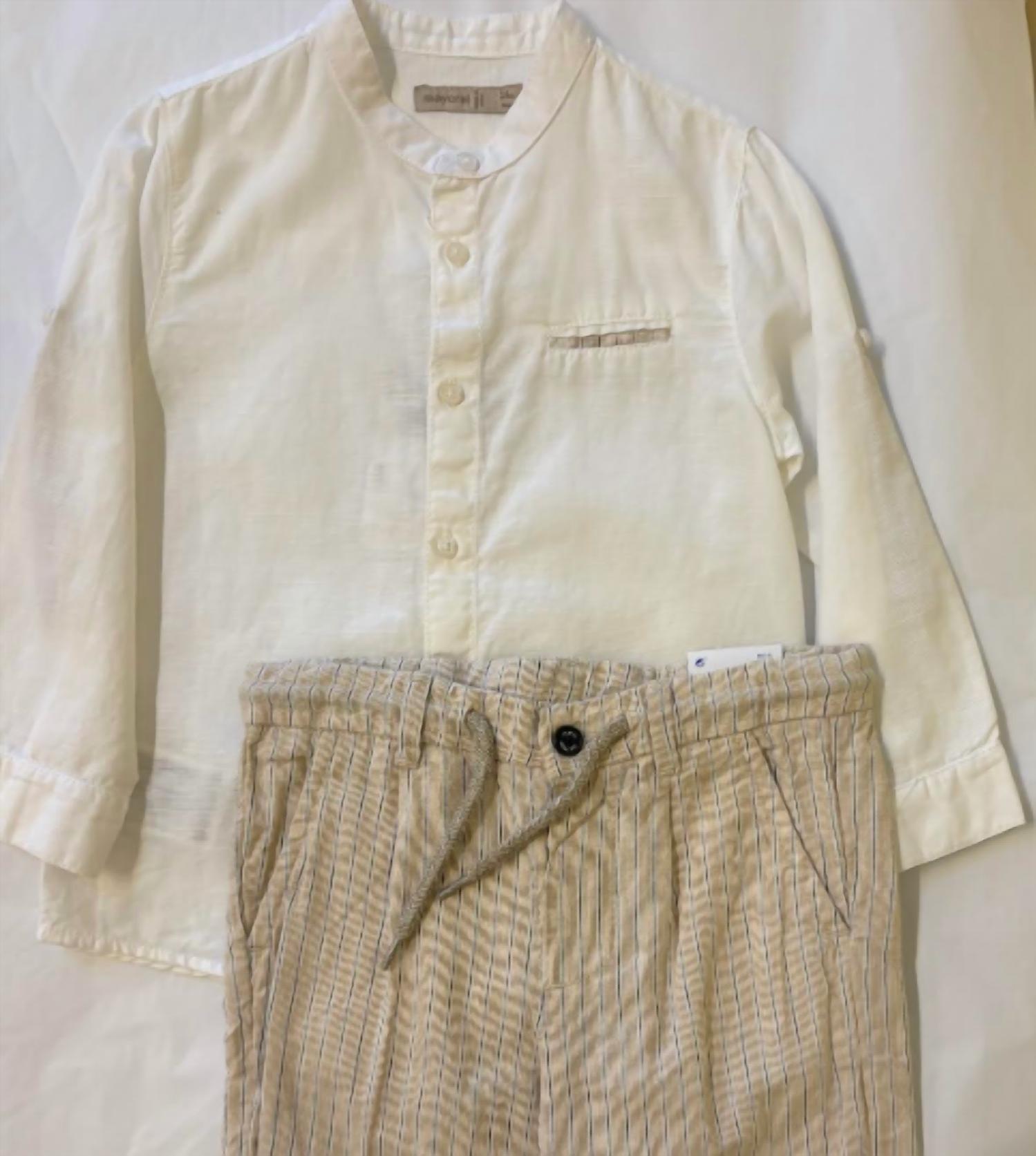 Mayoral - Boy's Linen Striped Pants Set