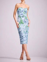 Dress The Population - Shaliene Strapless Sweetheart Bodycon Midi Dress