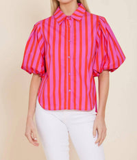 Dolce Cabo - Poplin Puff Shoulder Top