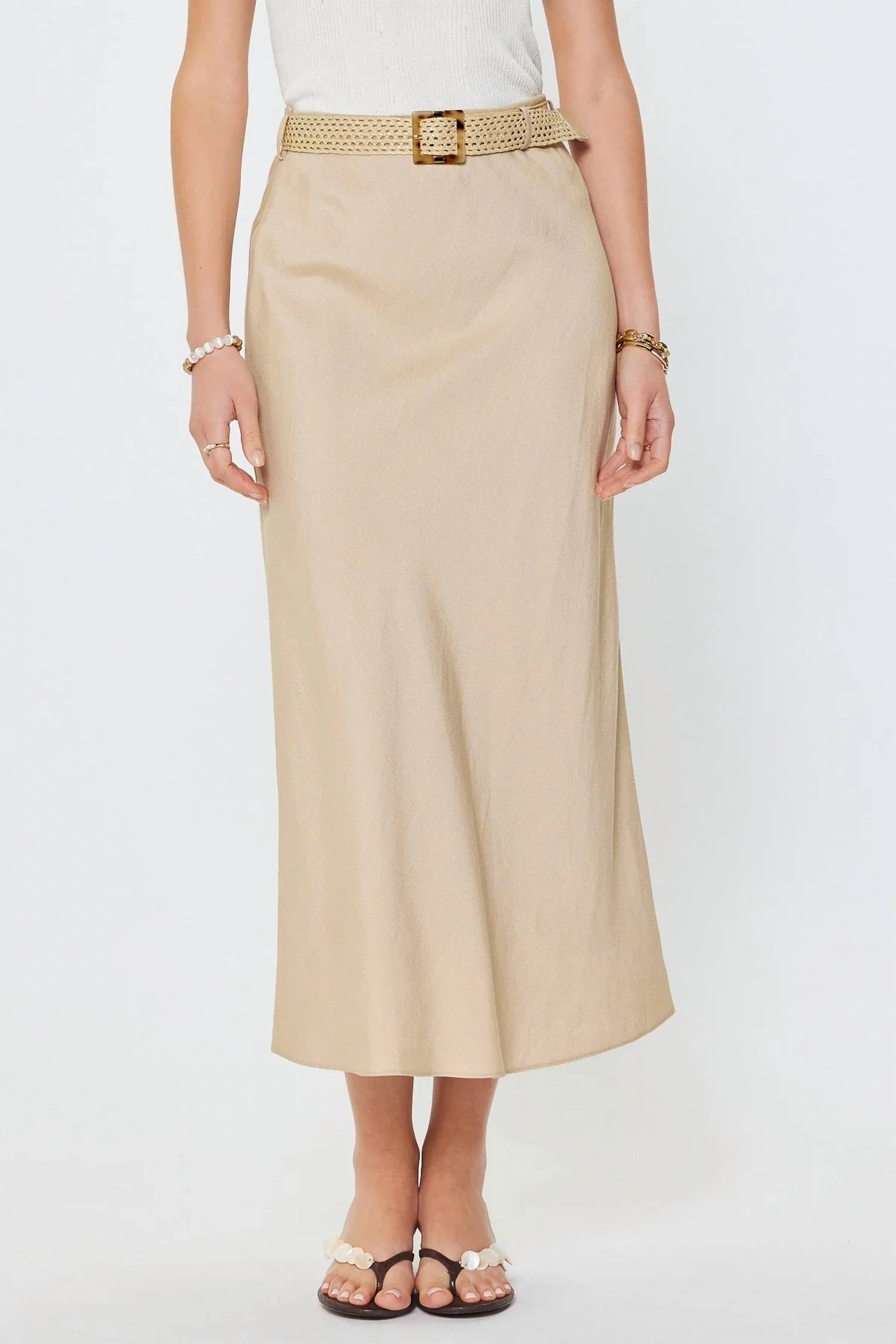 Current Air - Crystal Linen Blend Midi Skirt
