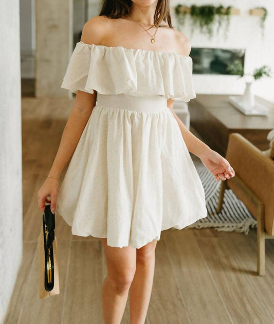 Everleigh - Alina Off-the-shoulder Bubble Mini Dress